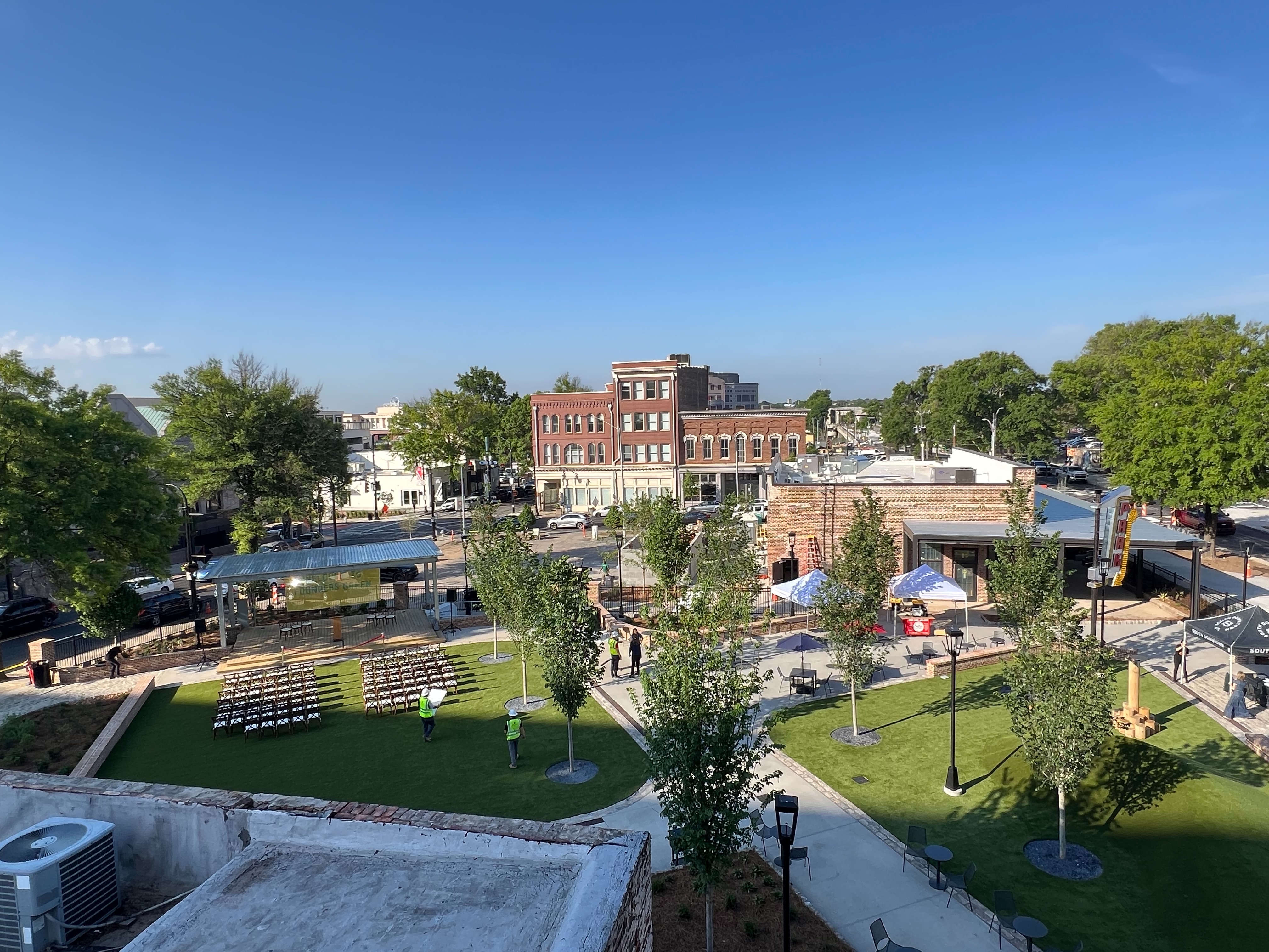 Aerial view of Founder's Green in South Downtown Atlanta